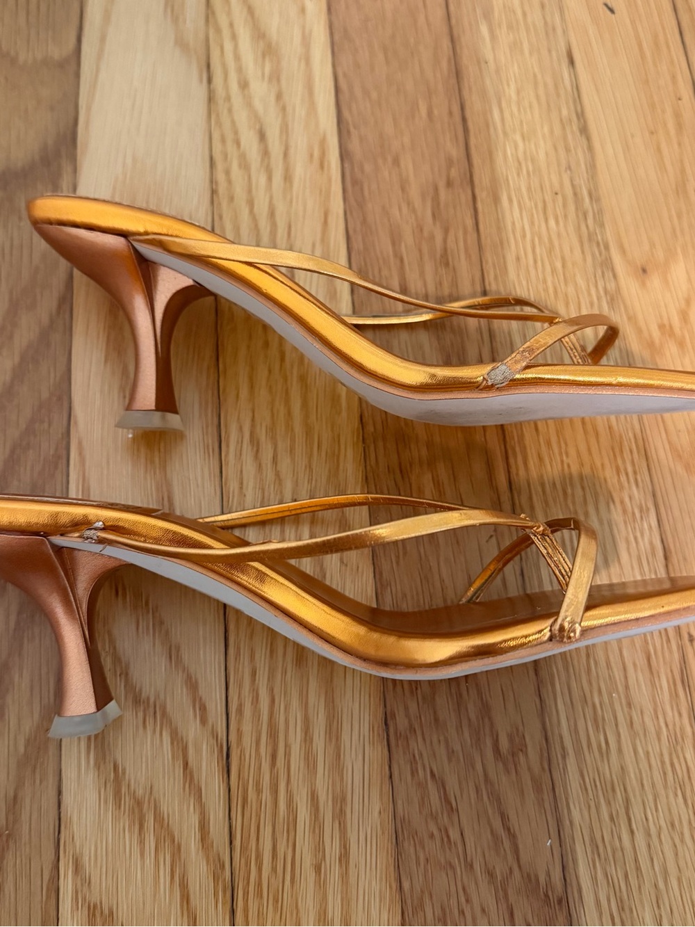 Jeffrey Campbell Metallic Orange Strappy Kitten-Heel Sandals - Picture 5 of 8
